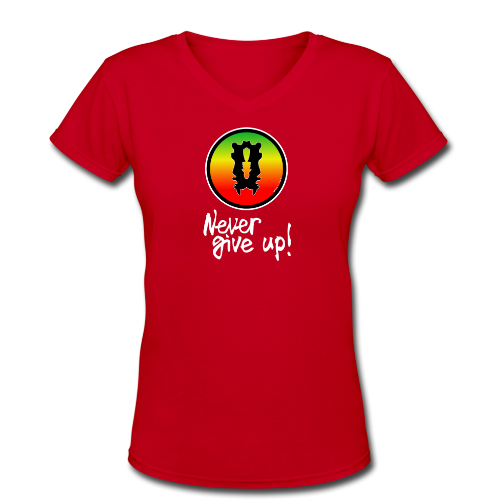 it's OON - Women's V-Neck T-Shirt - Never Give Up - it's OON