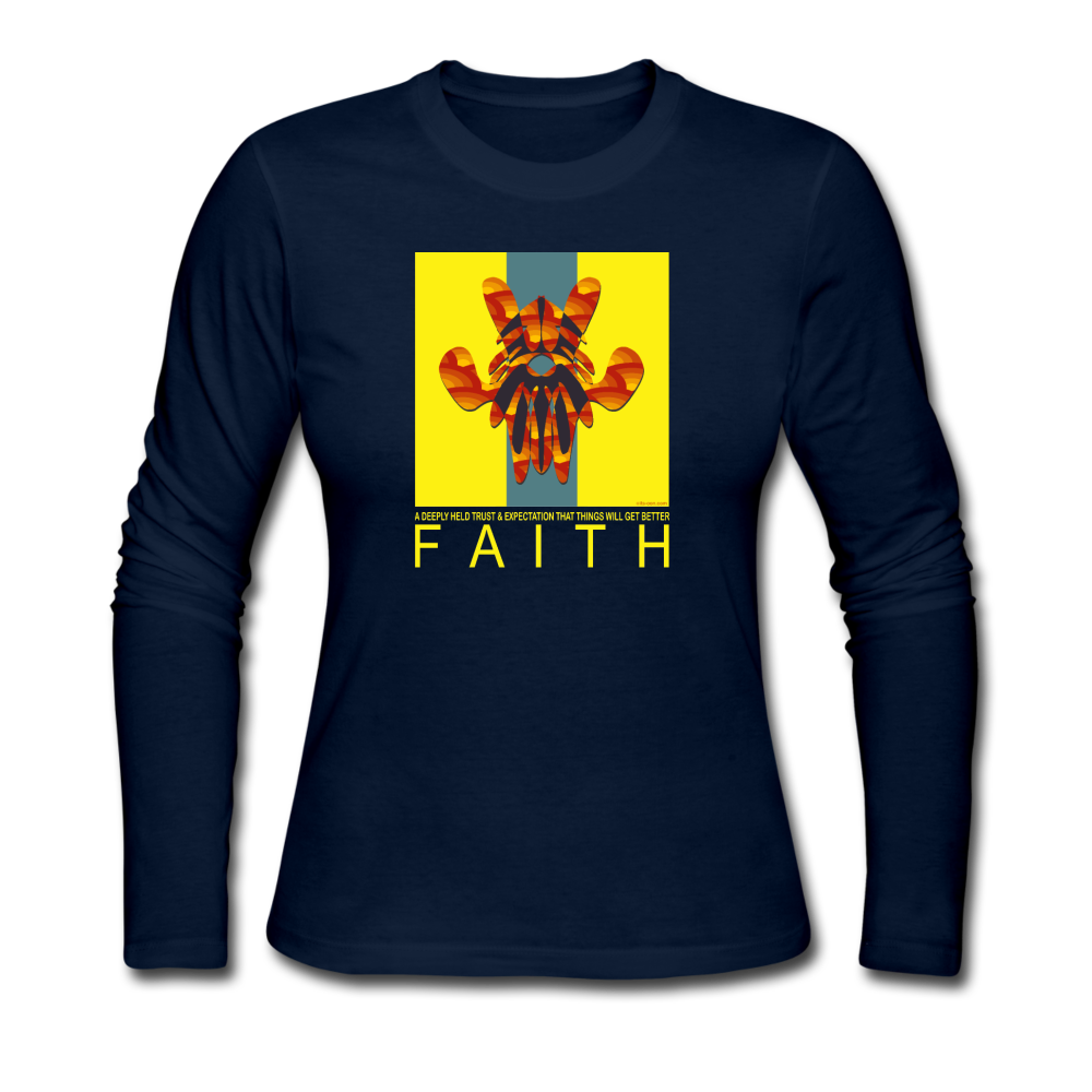 it's OON - Women's Long Sleeve Jersey T-Shirt -FAITH 15 - navy