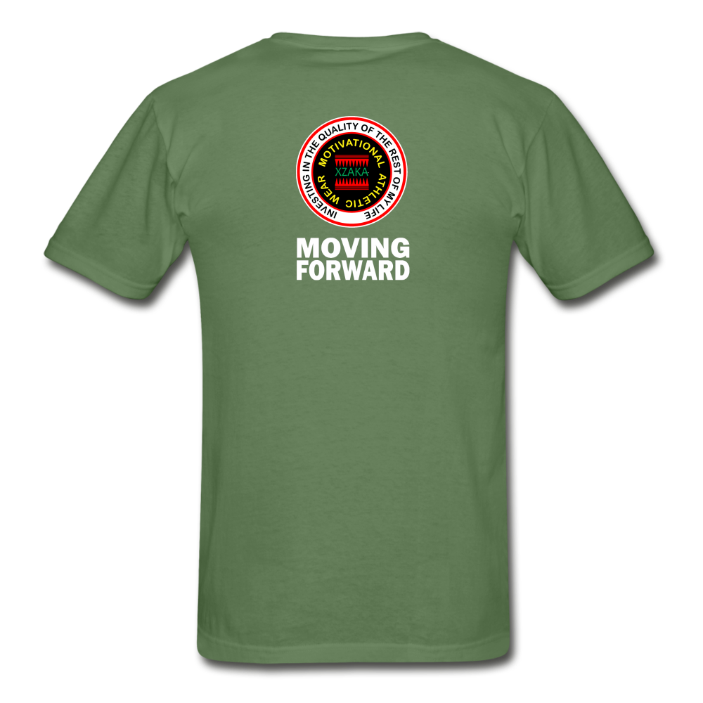 XZAKA - Gildan Ultra Cotton Adult T-Shirt - RGBG - Moving Forward - BK - military green