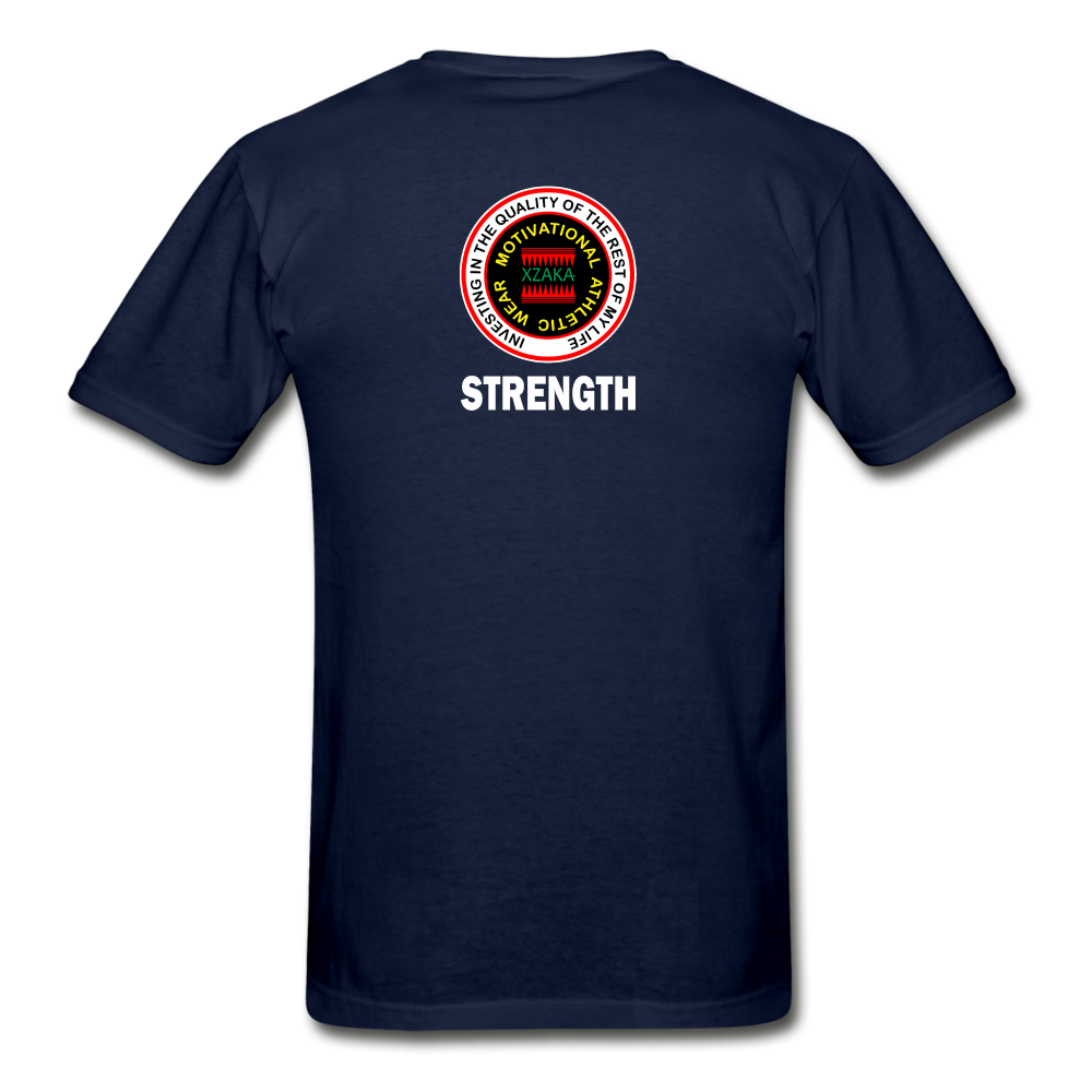 XZAKA 2- Gildan Ultra Cotton Adult T-Shirt - RGBG - Strength-BK - navy