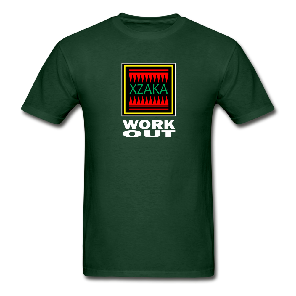 XZAKA2 - Gildan Ultra Cotton Adult T-Shirt - RGBG - Work Out-BK - forest green