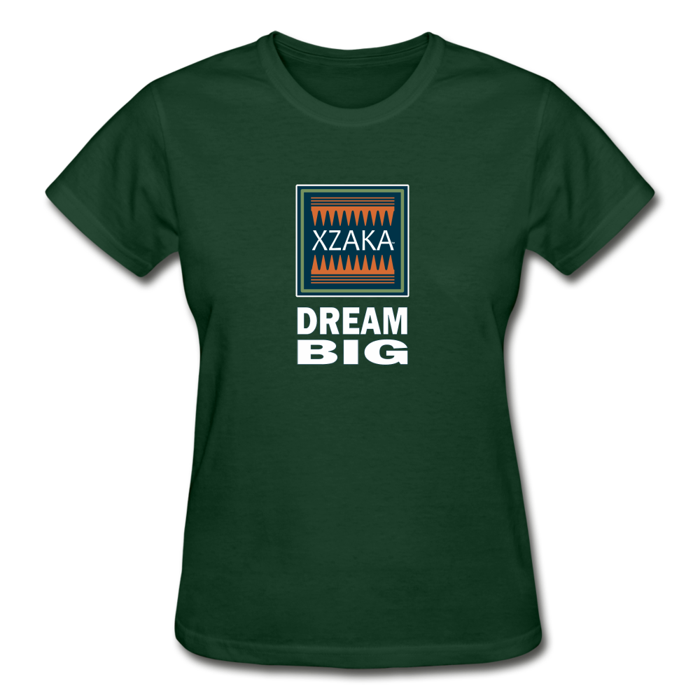 XZAKA - Gildan Ultra Cotton Ladies T-Shirt - BlueMoss - Dream Big-BK - forest green
