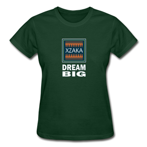 XZAKA - Gildan Ultra Cotton Ladies T-Shirt - BlueMoss - Dream Big-BK - forest green