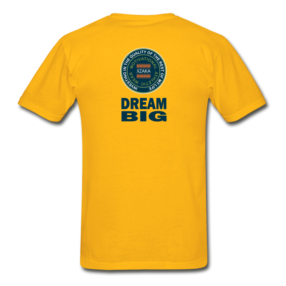 XZAKA - Gildan Ultra Cotton Adult T-Shirt - Bluemoss-Dream Big - gold