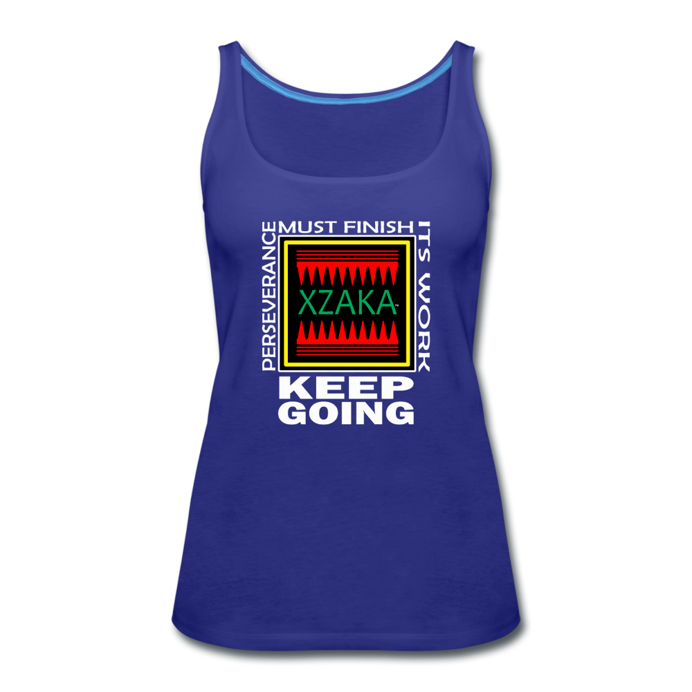 XZAKA - Women’s Premium Tank Top -Perseverance - Keep Going WH - royal blue