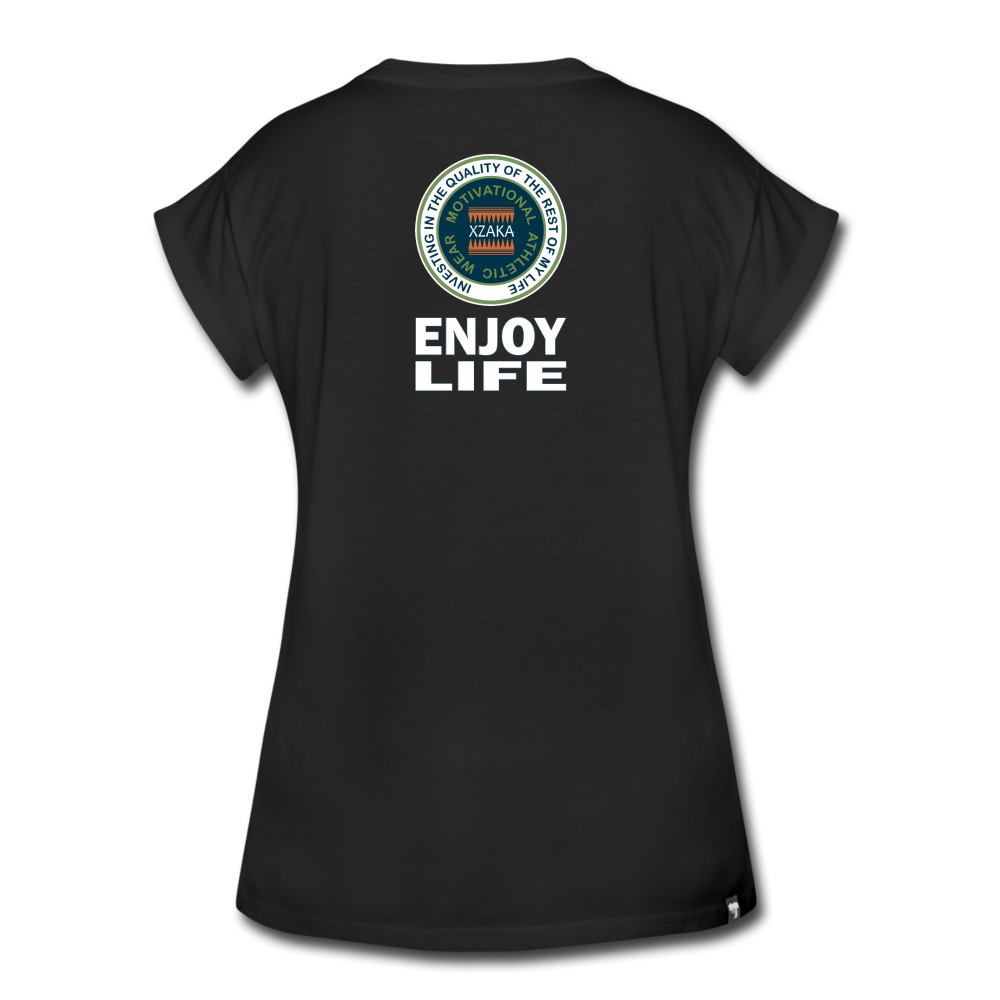 XZAKA - Women's Relaxed Fit T-Shirt - Enjoy Life -BK - black