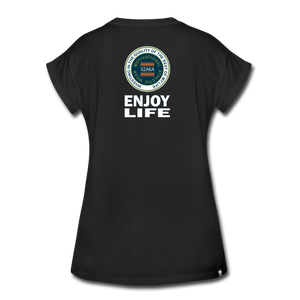XZAKA - Women's Relaxed Fit T-Shirt - Enjoy Life -BK - black