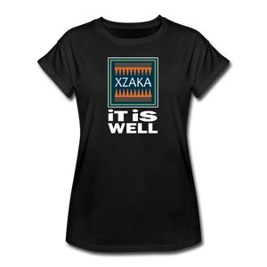 XZAKA - Women's Relaxed Fit T-Shirt - It Is Well -BK - black
