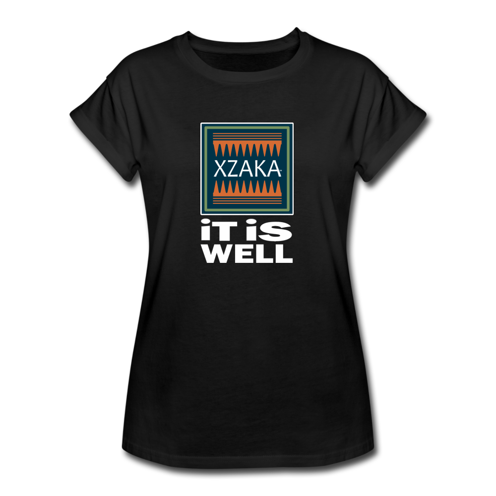 XZAKA - Women's Relaxed Fit T-Shirt - It Is Well - BK - black