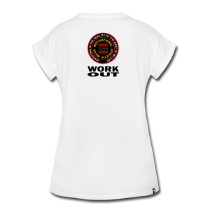 XZAKA - Women's Relaxed Fit T-Shirt - I Work Out - white