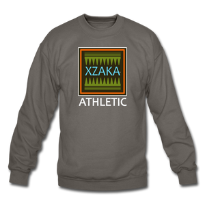 XZAKA - Unisex Crewneck Sweatshirt - Athletic - Blue Ice - BK - asphalt gray