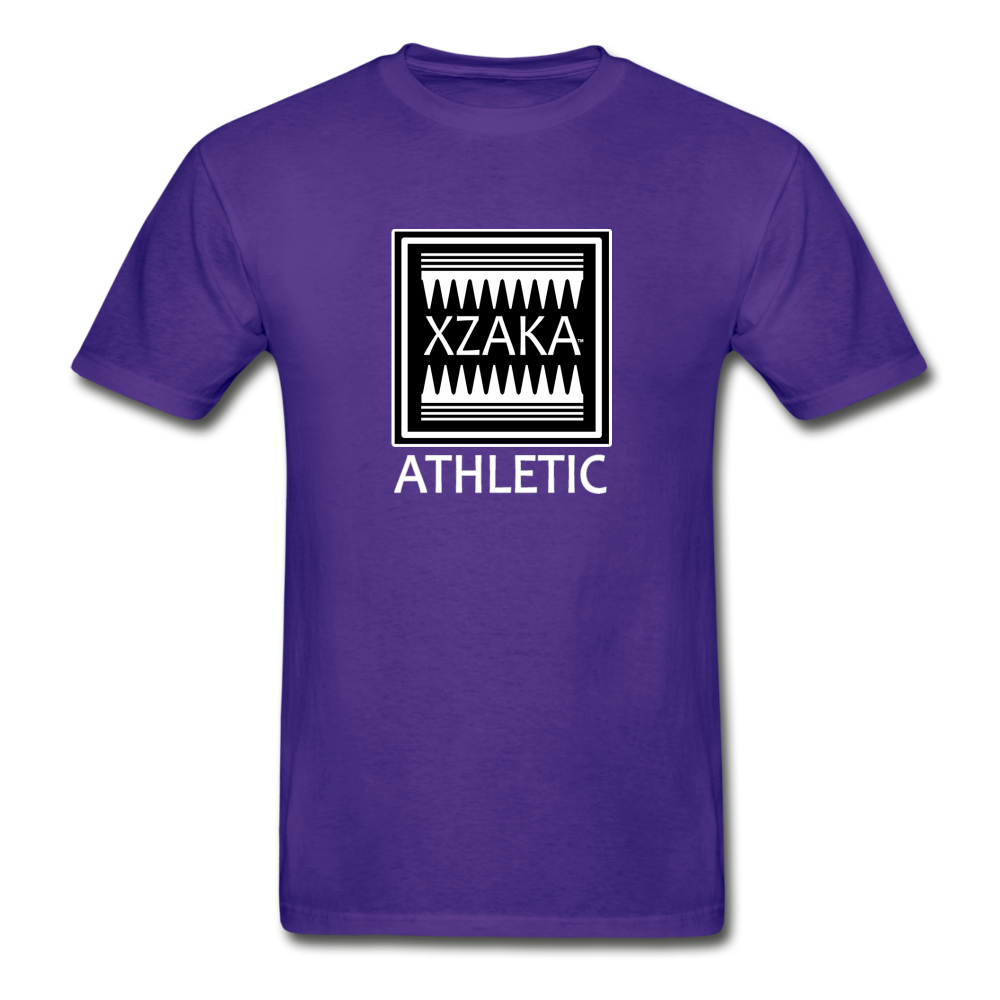 XZAKA - Hanes Adult Tagless T-Shirt - Athletic - B&W -BK - purple
