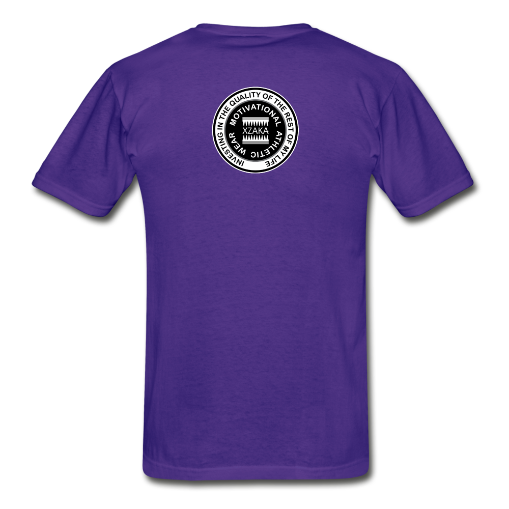 XZAKA - Hanes Adult Tagless T-Shirt - Athletic - B&W -BK - purple
