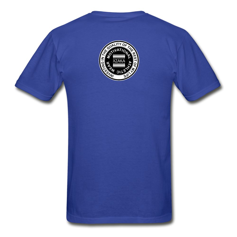 XZAKA - Hanes Adult Tagless T-Shirt - Athletic - B&W -BK - royal blue