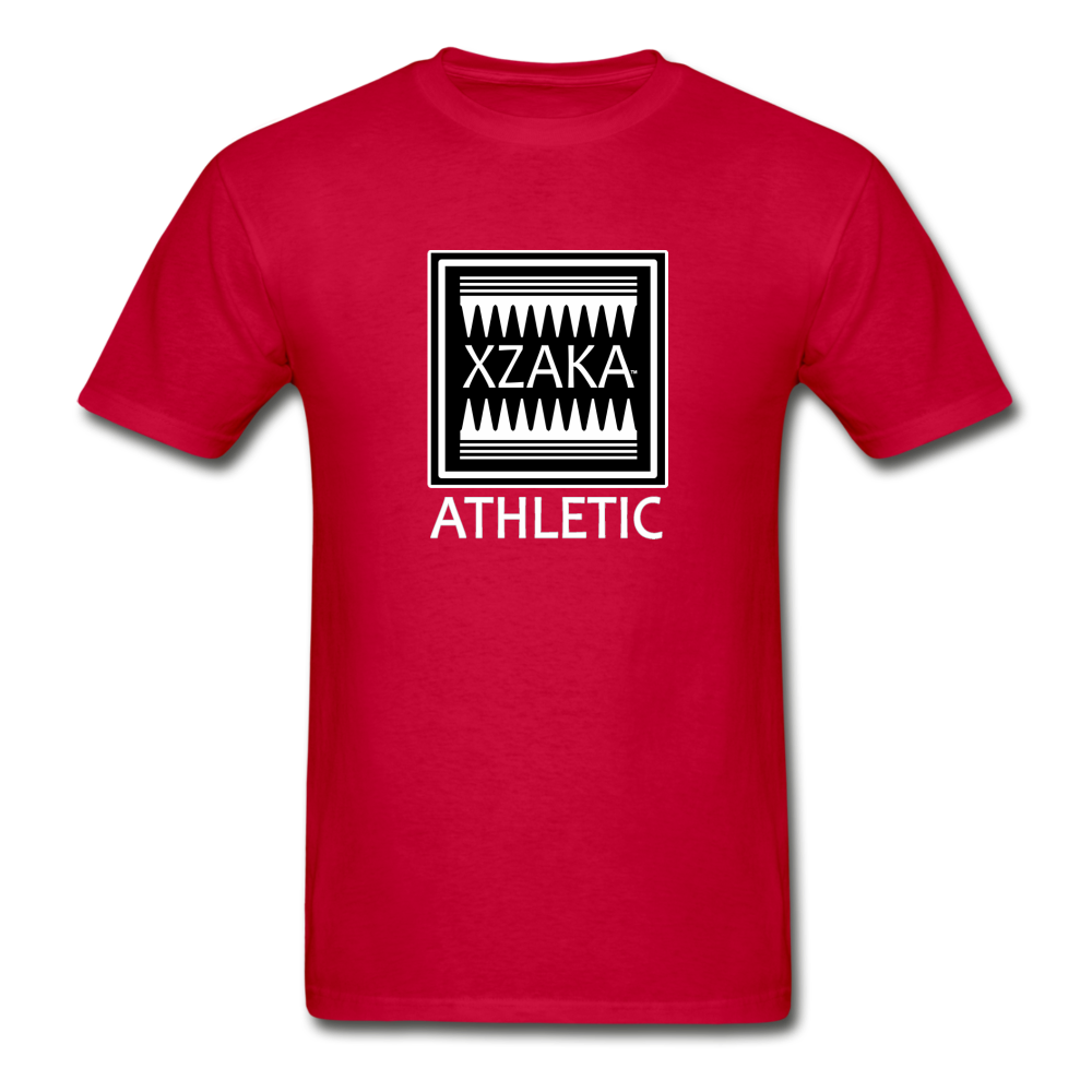 XZAKA - Hanes Adult Tagless T-Shirt - Athletic - B&W -BK - red