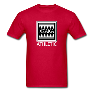 XZAKA - Hanes Adult Tagless T-Shirt - Athletic - B&W -BK - red