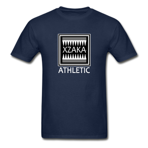 XZAKA - Hanes Adult Tagless T-Shirt - Athletic - B&W -BK - navy