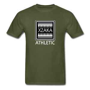 XZAKA - Hanes Adult Tagless T-Shirt - Athletic - B&W -BK - military green