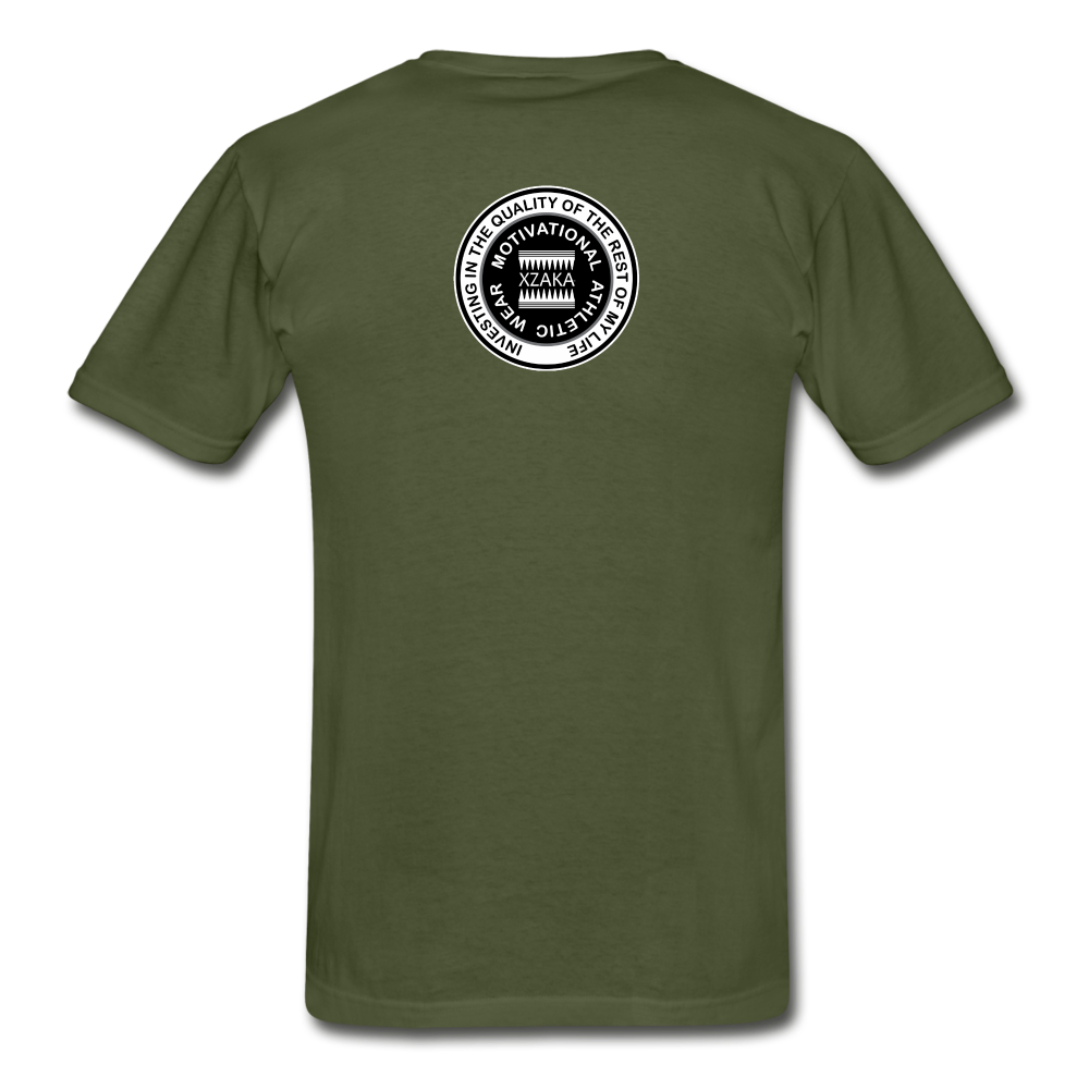 XZAKA - Hanes Adult Tagless T-Shirt - Athletic - B&W -BK - military green
