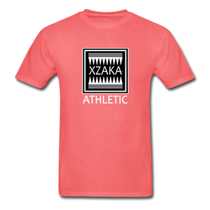 XZAKA - Hanes Adult Tagless T-Shirt - Athletic - B&W -BK - coral