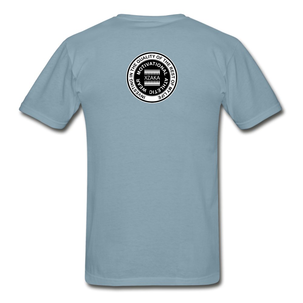 XZAKA - Hanes Adult Tagless T-Shirt - Athletic - B&W -BK - stonewash blue