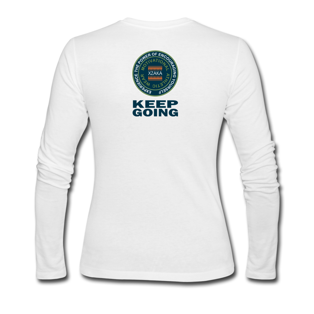 XZAKA - Women's Long Sleeve Jersey T-Shirt - Keep Going ENV - white