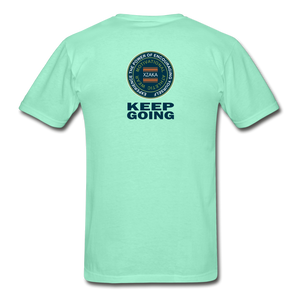 XZAKA - Hanes Adult Tagless T-Shirt - Keep Going - ENV-WH - deep mint