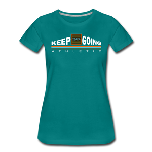 XZAKA - Women’s Premium T-Shirt - Keep Going - ENV-BK - teal