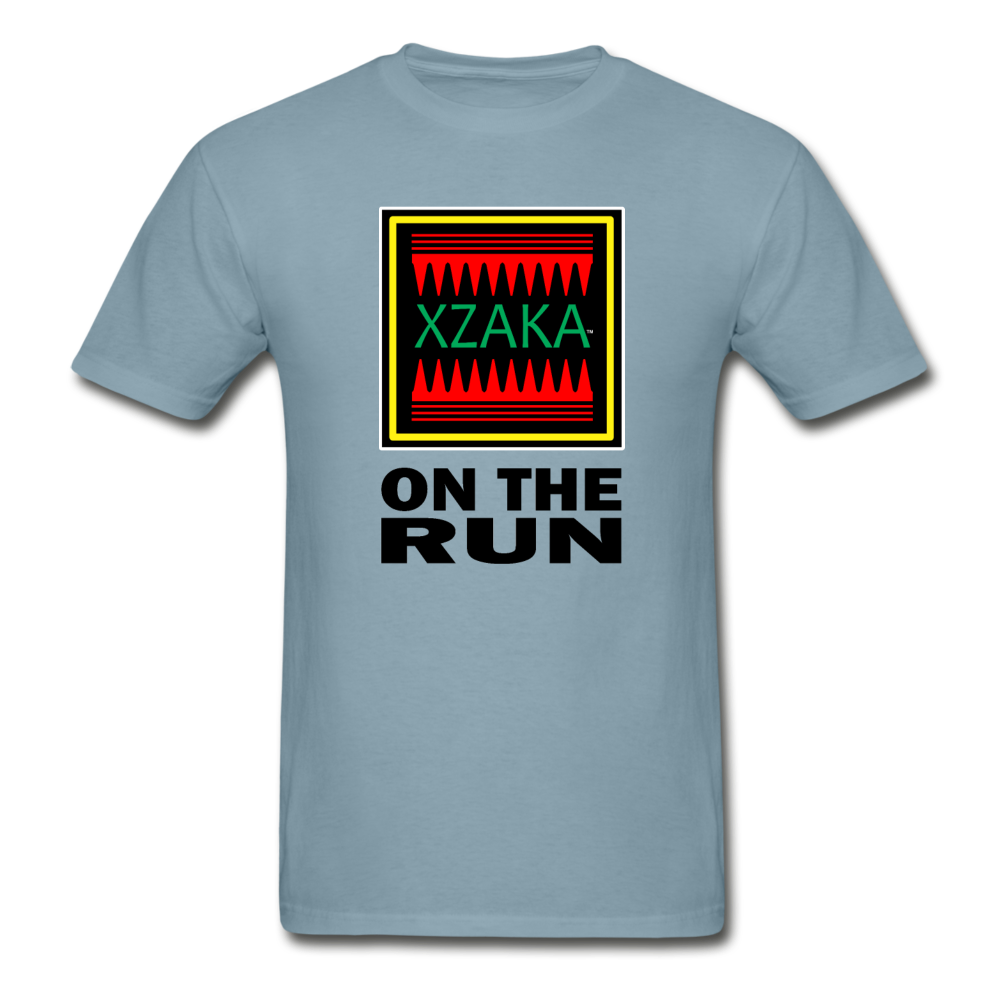 XZAKA - Hanes Adult Tagless T-Shirt - On The Run - WH - stonewash blue