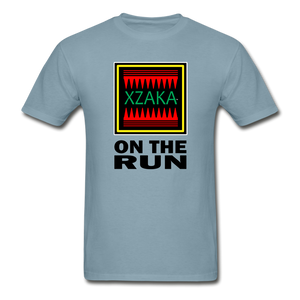 XZAKA - Hanes Adult Tagless T-Shirt - On The Run - WH - stonewash blue