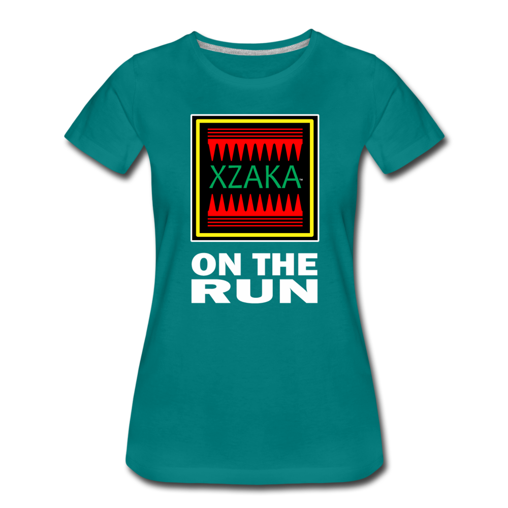 XZAKA - Women’s Premium T-Shirt - On The Run - BK - teal