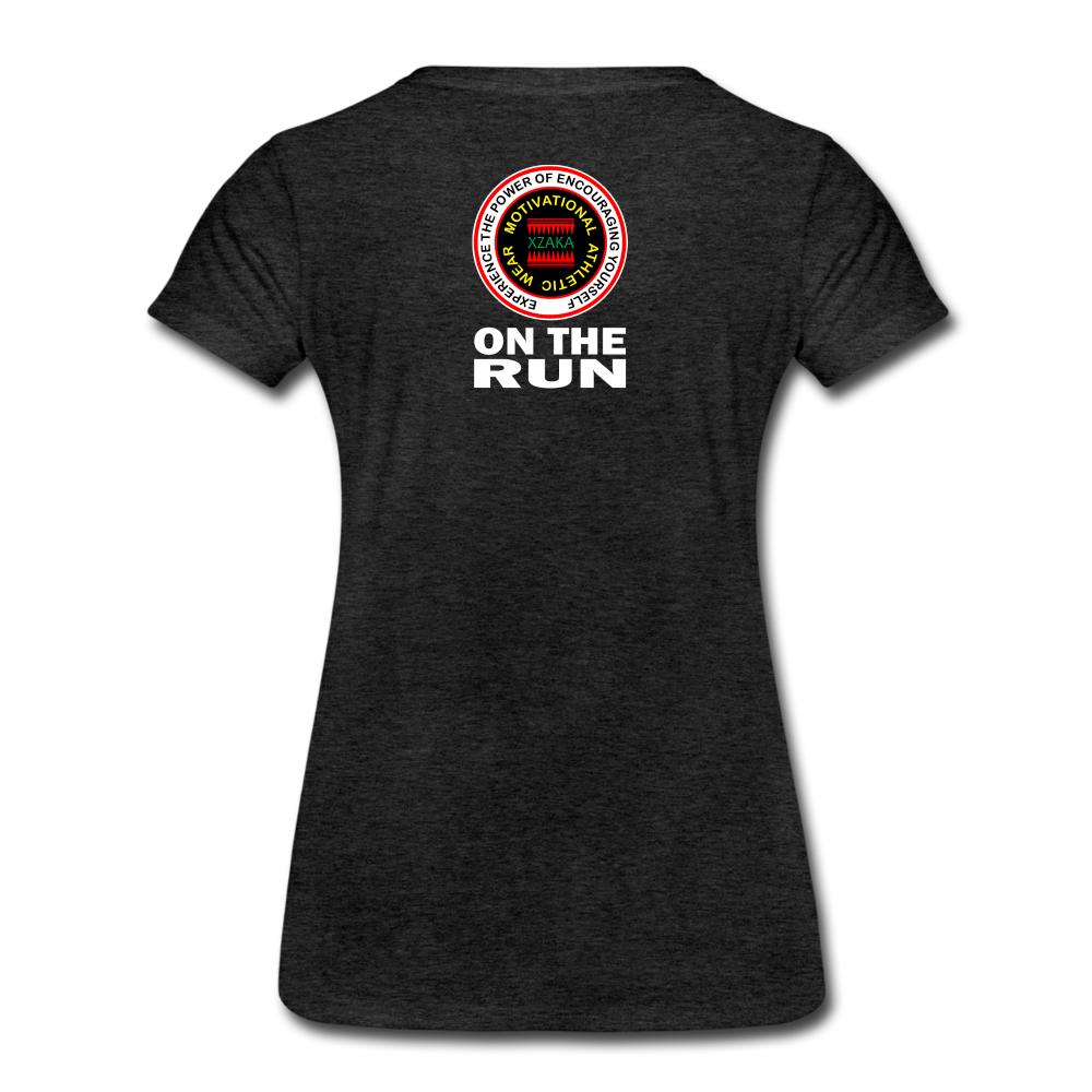 XZAKA - Women’s Premium T-Shirt - On The Run - BK - charcoal gray