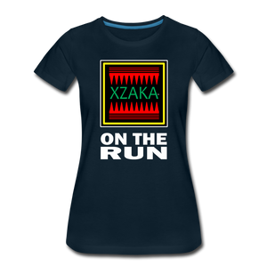 XZAKA - Women’s Premium T-Shirt - On The Run - BK - deep navy