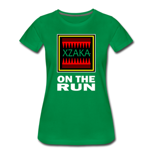 XZAKA - Women’s Premium T-Shirt - On The Run - BK - kelly green