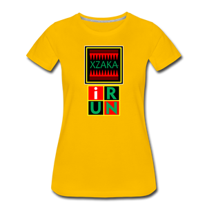 XZAKA - Women’s Premium T-Shirt 4SQ - iRUN -BK - sun yellow