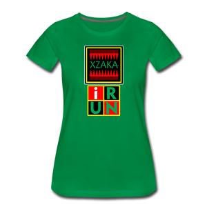 XZAKA - Women’s Premium T-Shirt 4SQ - iRUN -BK - kelly green