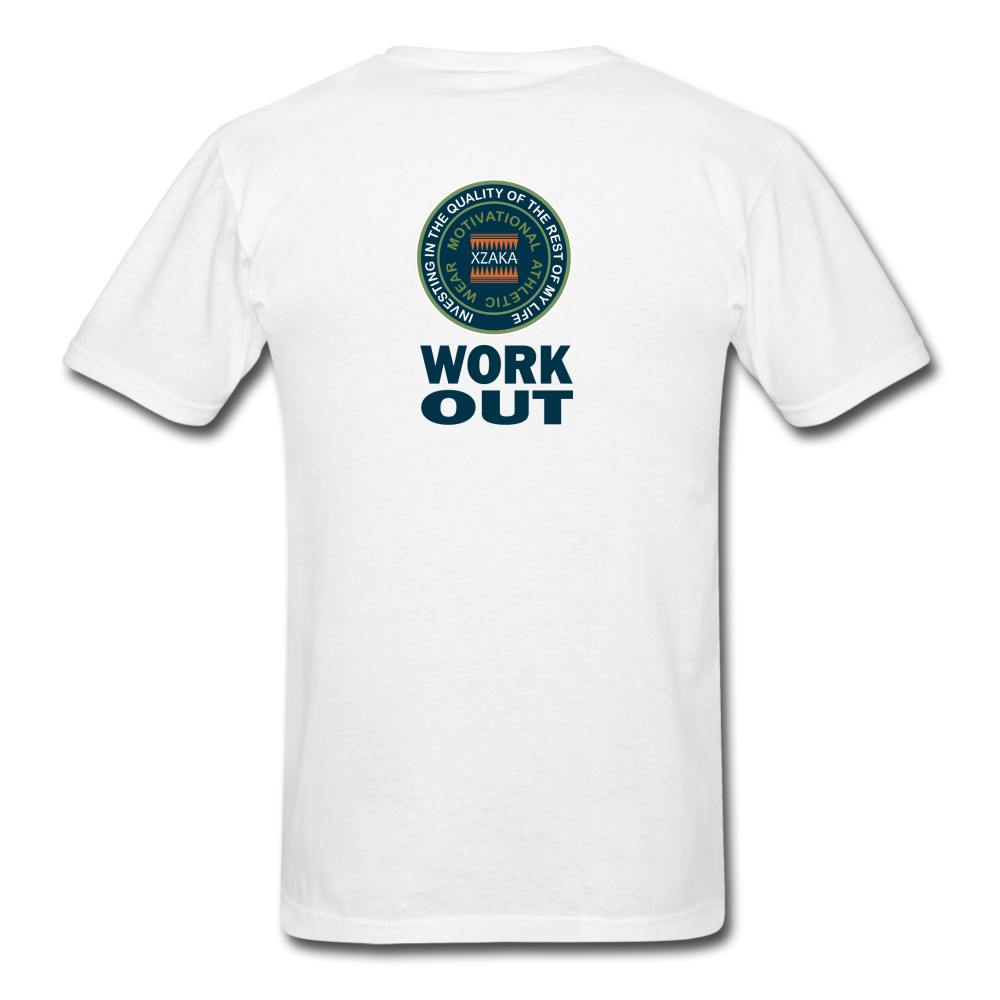 XZAKA - Hanes Adult Tagless T-Shirt - WORK OUT - white