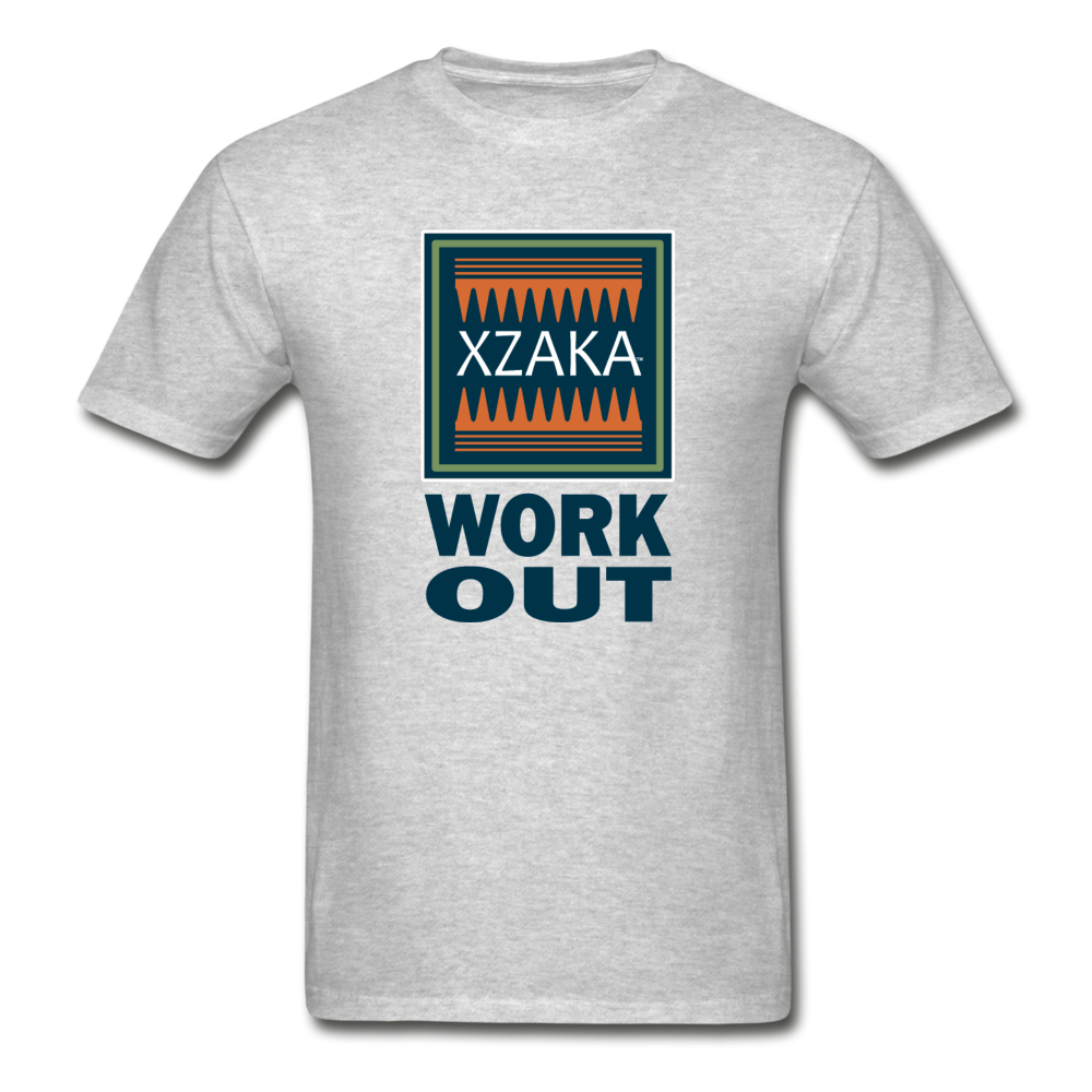 XZAKA - Hanes Adult Tagless T-Shirt - WORK OUT - heather gray