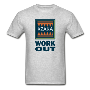 XZAKA - Hanes Adult Tagless T-Shirt - WORK OUT - heather gray