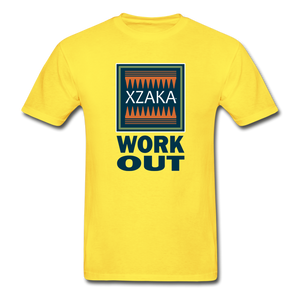XZAKA - Hanes Adult Tagless T-Shirt - WORK OUT - yellow