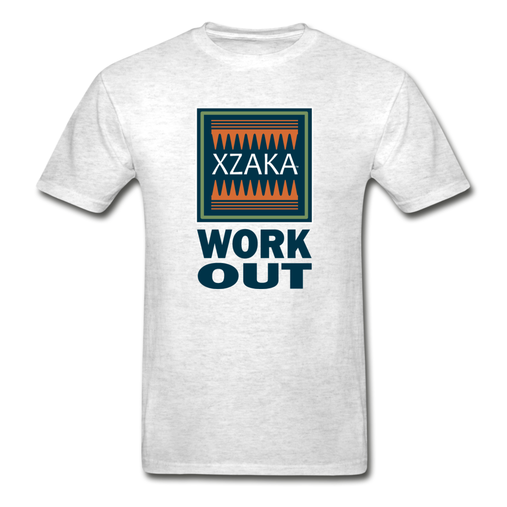 XZAKA - Hanes Adult Tagless T-Shirt - WORK OUT - light heather gray