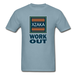 XZAKA - Hanes Adult Tagless T-Shirt - WORK OUT - stonewash blue