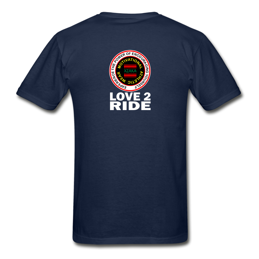 XZAKA - Hanes Adult Tagless T-Shirt - Love2Ride - BK - navy