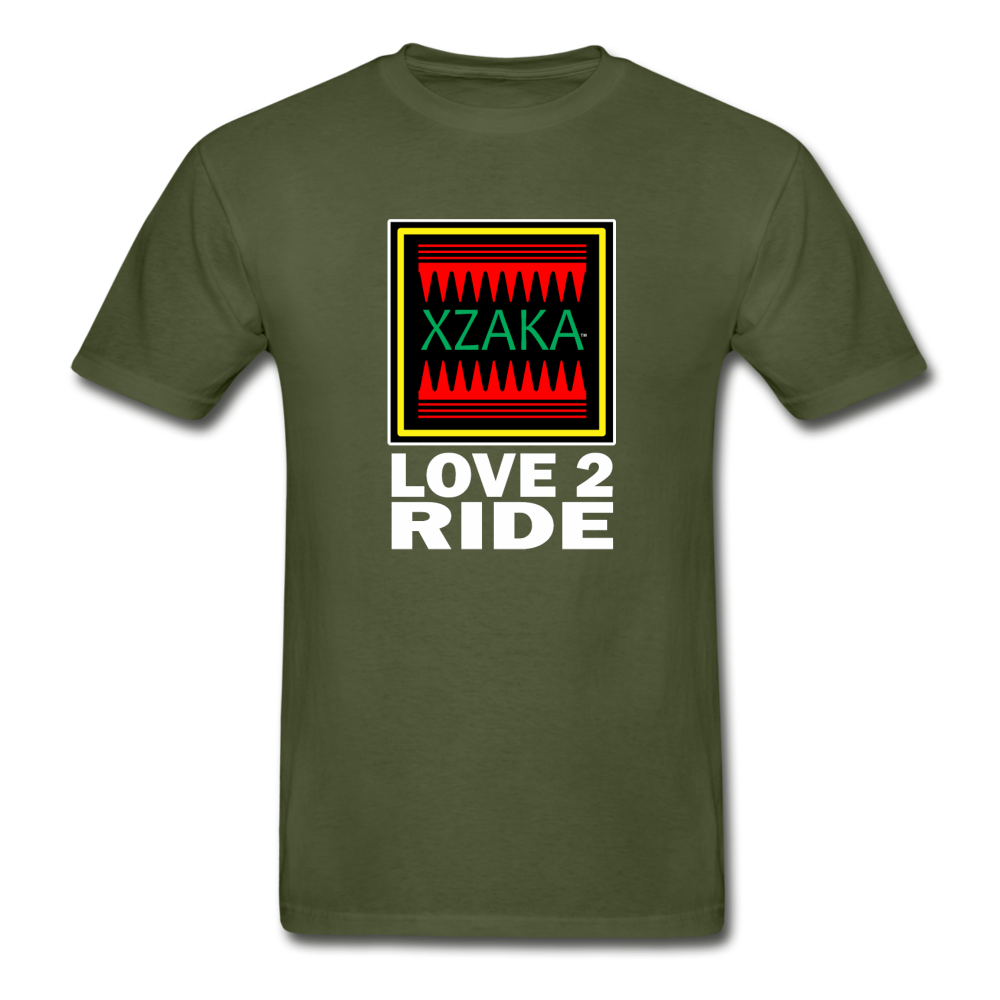 XZAKA - Hanes Adult Tagless T-Shirt - Love2Ride - BK - military green