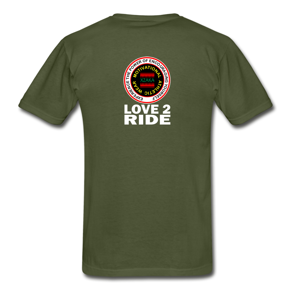 XZAKA - Hanes Adult Tagless T-Shirt - Love2Ride - BK - military green