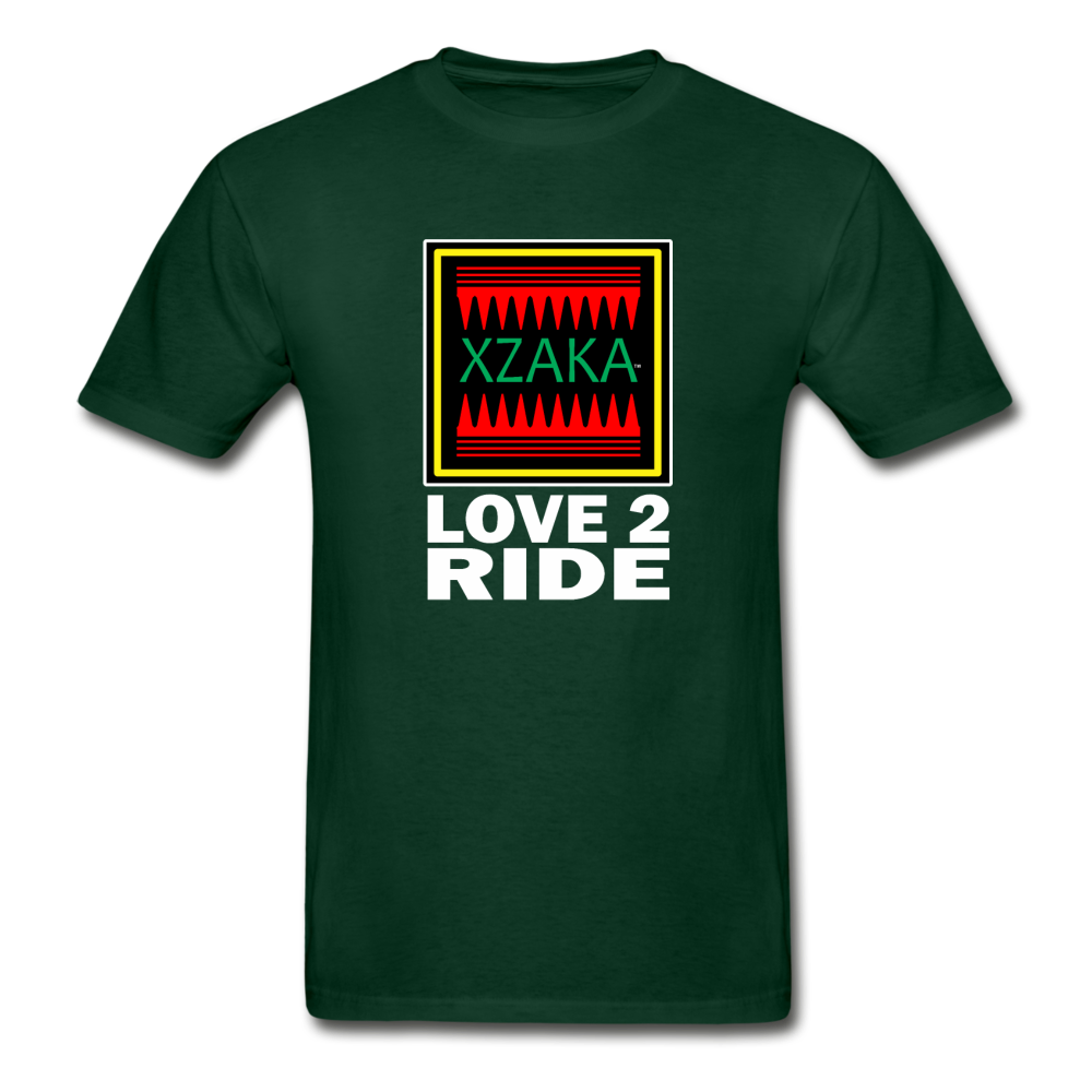 XZAKA - Hanes Adult Tagless T-Shirt - Love2Ride - BK - forest green