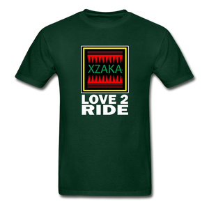XZAKA - Hanes Adult Tagless T-Shirt - Love2Ride - BK - forest green