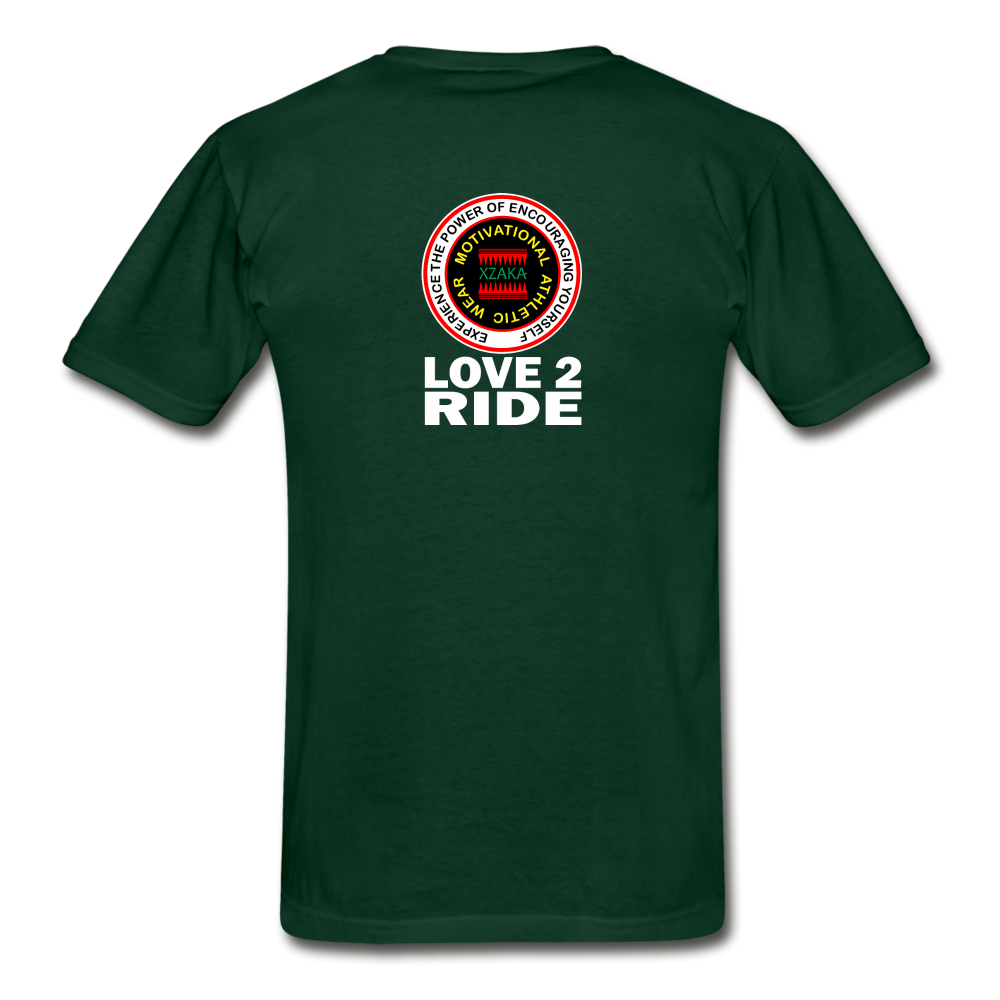 XZAKA - Hanes Adult Tagless T-Shirt - Love2Ride - BK - forest green