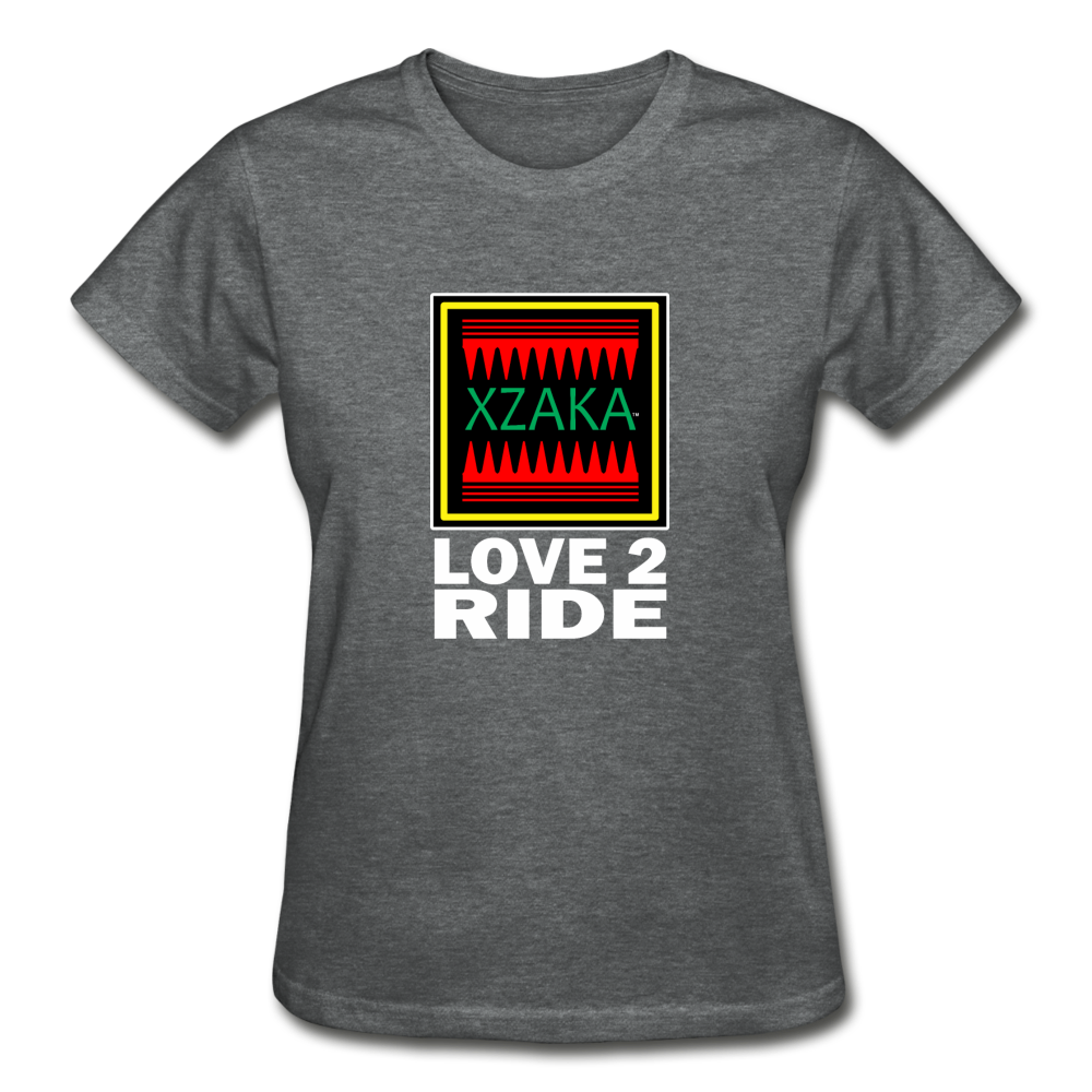 -XZAKA - Gildan Ultra Cotton Ladies T-Shirt - Love2Ride - BK - deep heather