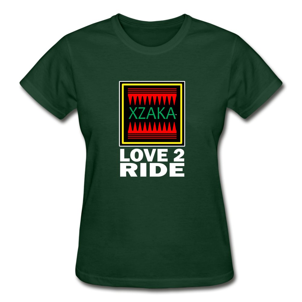 -XZAKA - Gildan Ultra Cotton Ladies T-Shirt - Love2Ride - BK - forest green